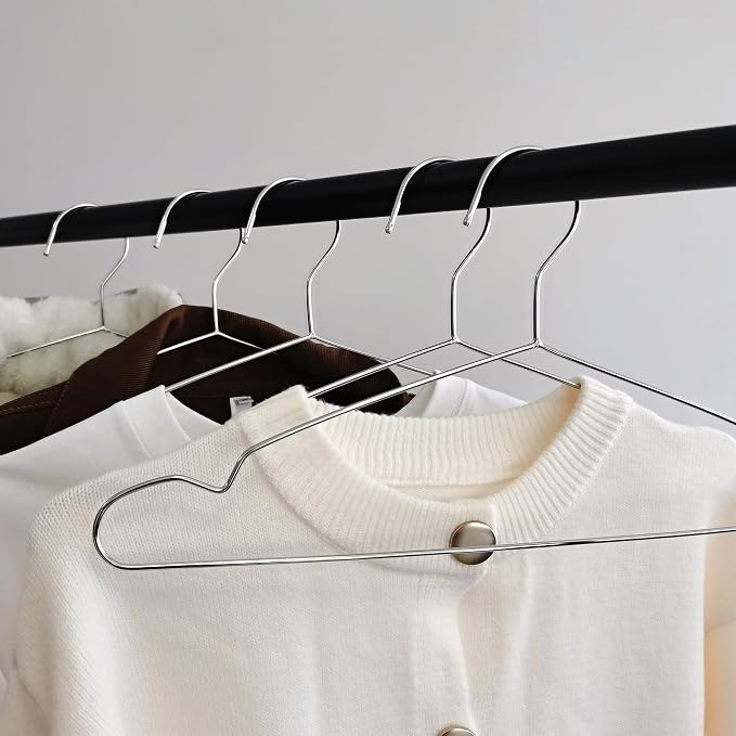 Wire Hangers 60 Pack, Heavy Duty, Space Saving, Stainless Steel, 16.5inches - Image 5