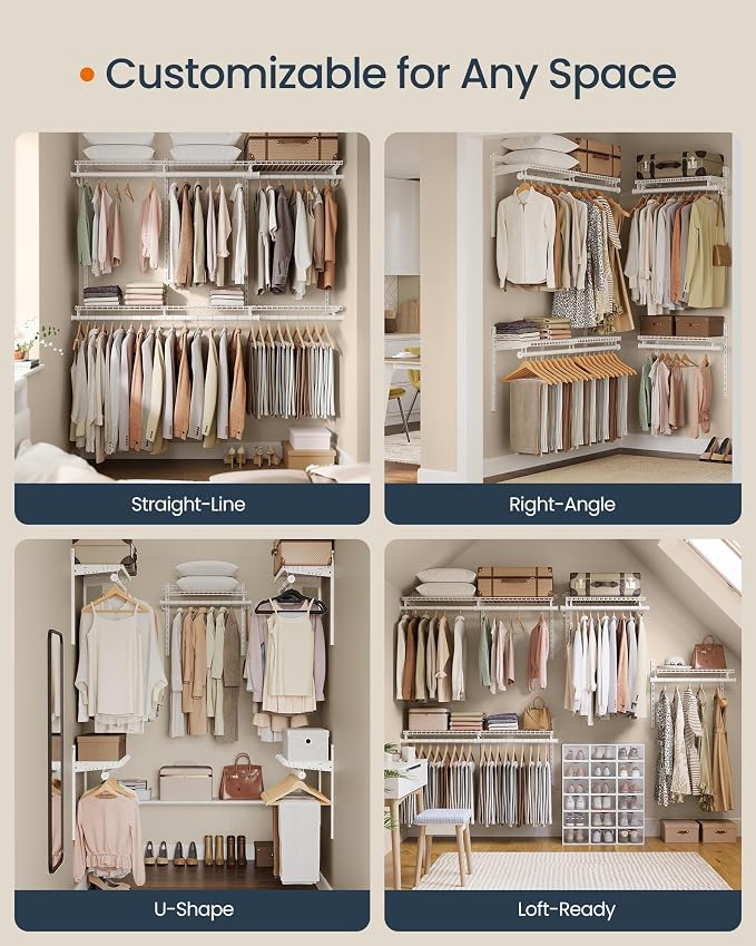 SONGMICS HOME Closet System, Closet Insert Organizer, 4-6 ft, Adjustable Metal - Image 4