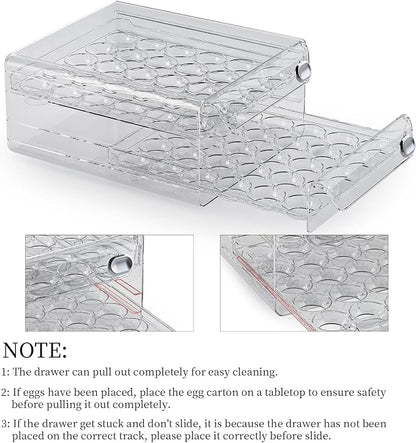60 Eggs Organizer for Refrigerator, Large Egg Holder for Fridge, Stackable Egg - Image 5