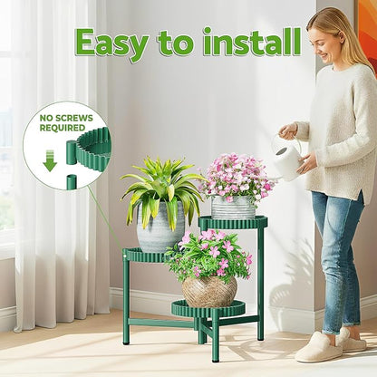 Plant Stand Indoor Outdoor, 3 Tier Corner Metal Flower Display Holder Shelf - Image 6