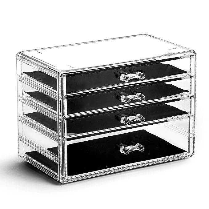 BINO THE MANHATTAN SERIES Acrylic Makeup Drawer Organizer- 4 Drawers | Clear by BINO