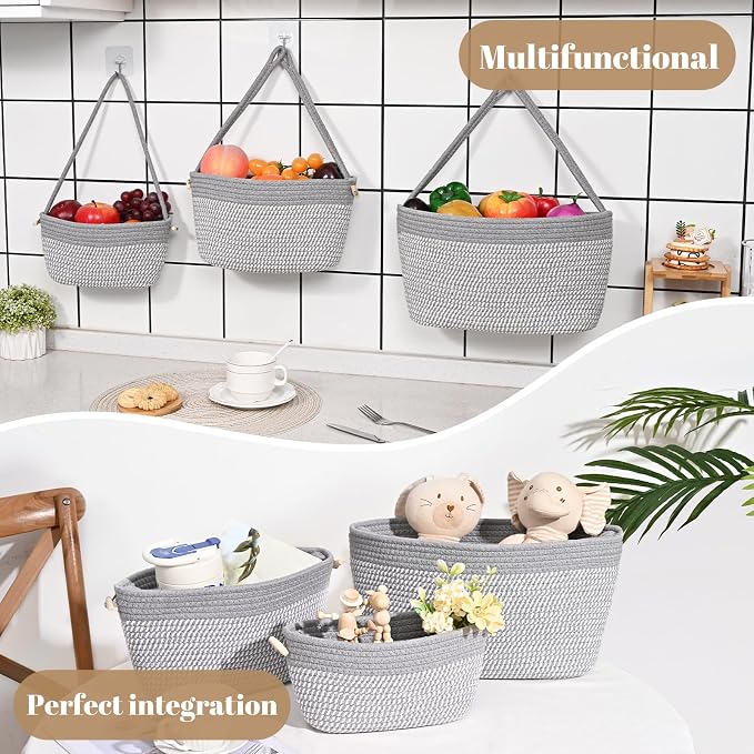 Hanging Basket, 3-Tier Woven Wall Basket - Image 5
