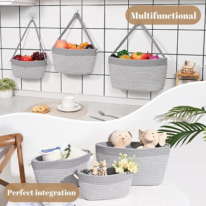 Hanging Basket, 3-Tier Woven Wall Basket - Image 5