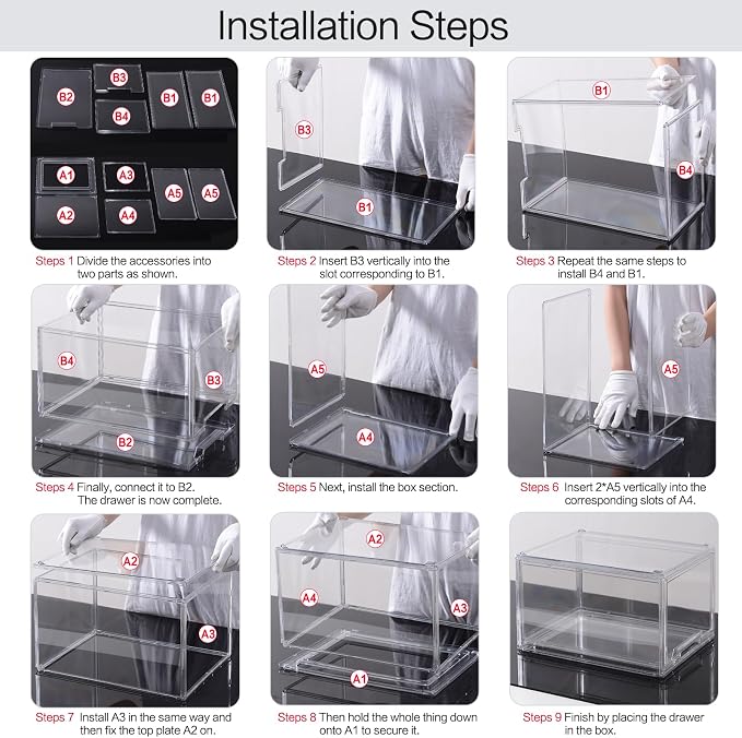 3 Packs Plastic Stackable Storage Drawers, DILIBRA Clear Storage Bins Organizer - Image 6