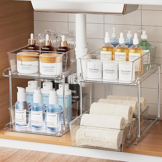 Fabspace Bathroom Under Sink Organizers and Storage, 2 Tier Vanity Countertop by Fabspace