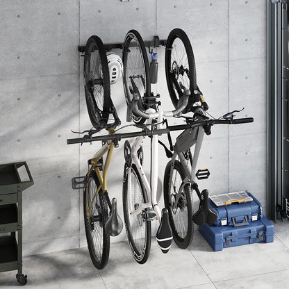 monTEK Enhanced Bike Storage Rack, Adjustable 3-Bike and 2-Helmet Hangers - Image 9