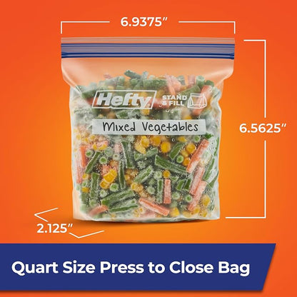 Hefty Press to Close Plastic Freezer Bags, Quart Size - Image 7