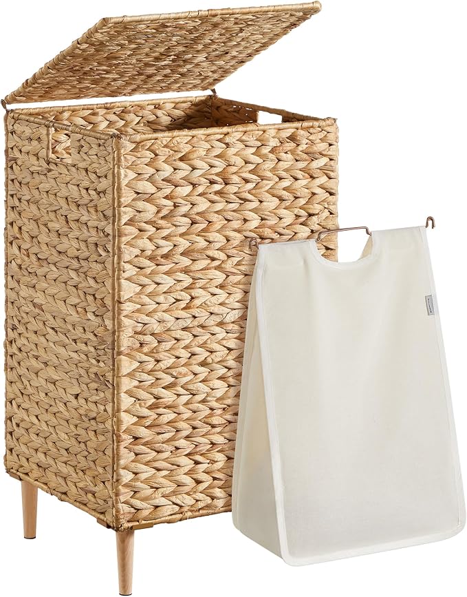 SONGMICS Laundry Hamper, 25 Gal. Handwoven Water Hyacinth Wicker Laundry Basket by Unknown