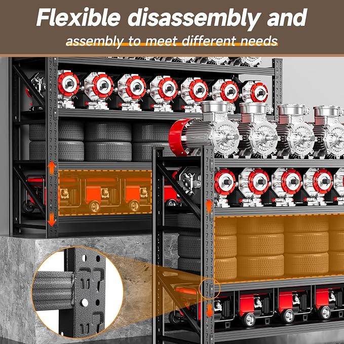 5000LBS Metal Garage Shelving Unit 71" W Storage Shelves Heavy Duty 4 Tier - Image 4
