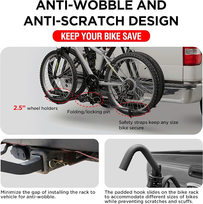 Young 2 Bike Rack Hitch Mount Foldable Platform Style, Bicycle Carrier - Image 4