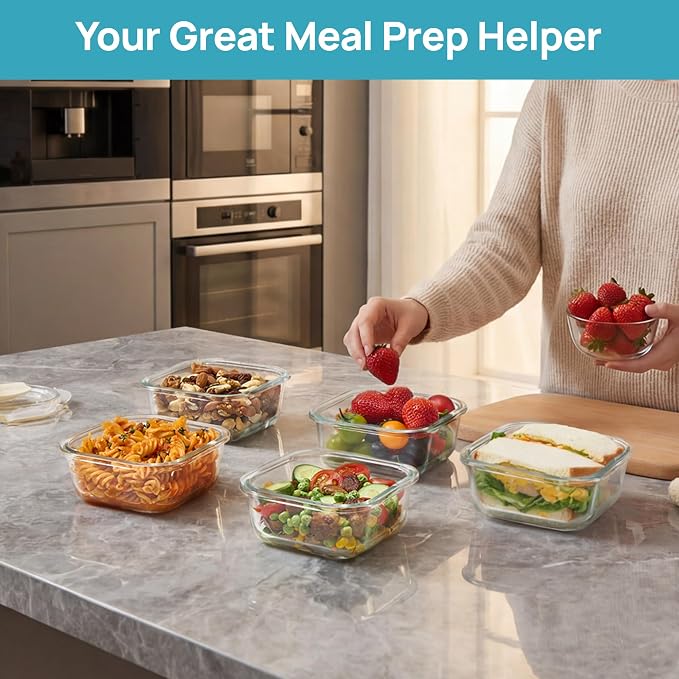Vtopmart 5Pack 17.5oz Glass Storage Containers - Image 3