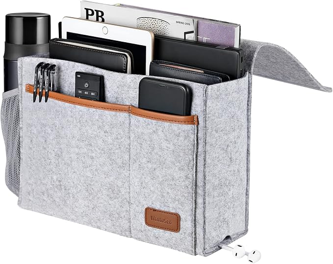 Bedside Caddy, Felt Bed Storage Organizer Hanging Bag Holder by WantuSee