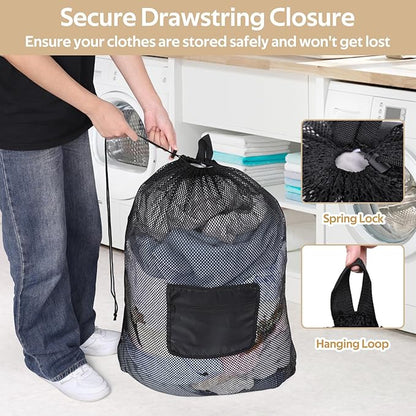 OTraki Mesh Laundry Bags 36 x 28 Inch Extra Large Travel Laundry Bag Backpack - Image 4