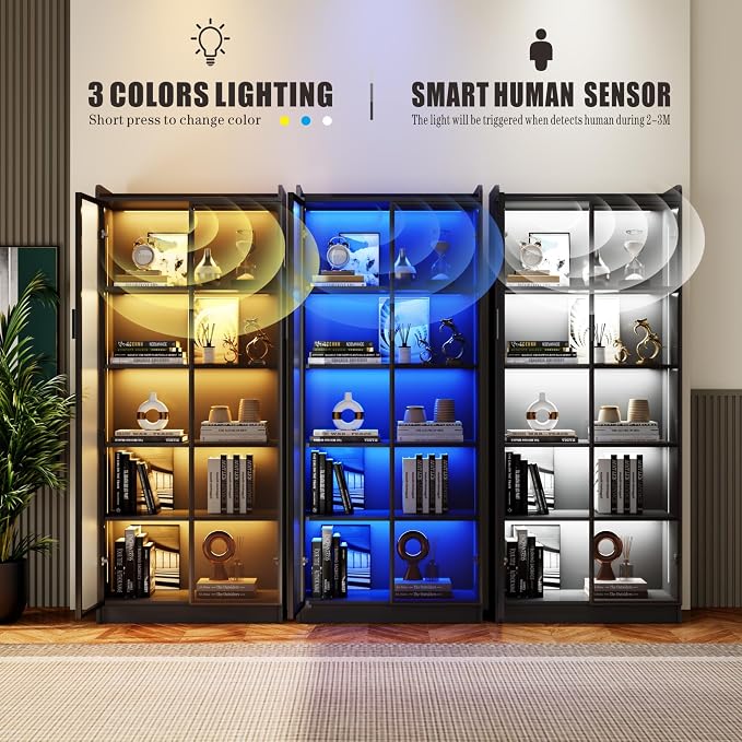 Display Cabinet with Adjustable Shelves, 5 Tier Display Case - Image 4