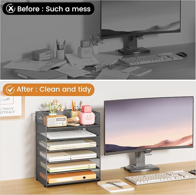 Subekyu 6 Tier Paper Organizer for Desk - Image 3