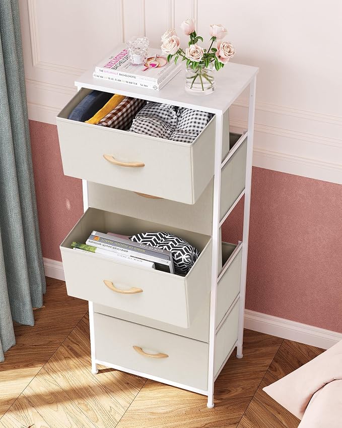 Tall Dresser Vertical Fabric Storage Tower Organizer, 5 Drawers | Sturdy Steel - Image 5
