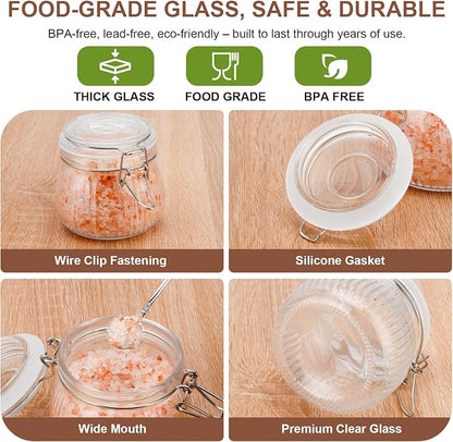 17oz Airtight Glass Jars with Lids, Small Food Storage Container Set of 6 - Image 4