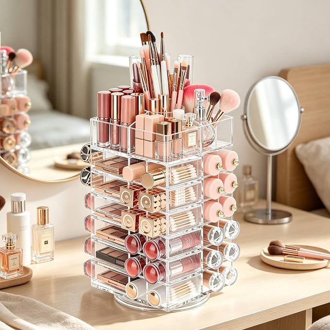 Lipstick Holder, 360 Rotating Lipstick Clear Plastic Display Rack Organizer - Image 2