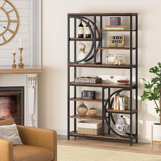 Tribesigns Bookshelf, Industrial 8-Tier Etagere Bookcases, 77-Inch Tall Book - Image 5