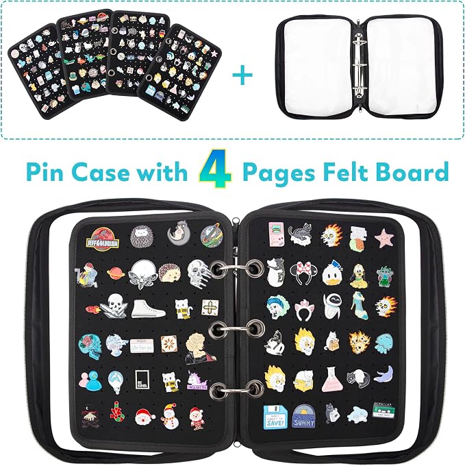 Enamel Pin Display Pages Pin Carrying Case, Pins Collection Storage Organizer - Image 2
