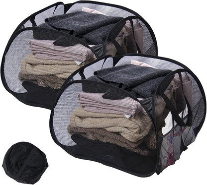 Collapsible Laundry Basket, 90L Mesh Pop-up Hamper by HEDONLEE