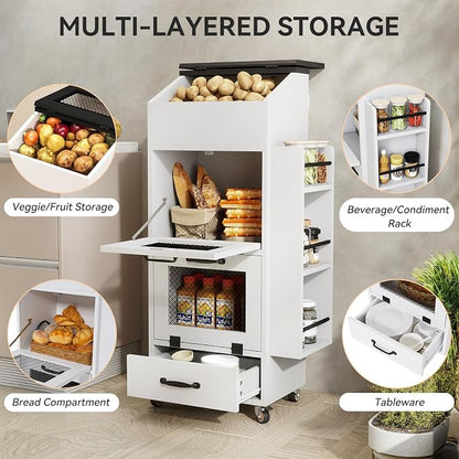 Verano Garden 16.0" Potato and Onion Storage Bin on Wheels, Bread Box | Fruit - Image 3