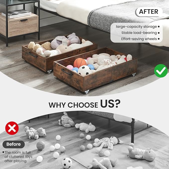TIOPGHAD 2-Pack Under Bed Storage Drawers Organizer - Image 5