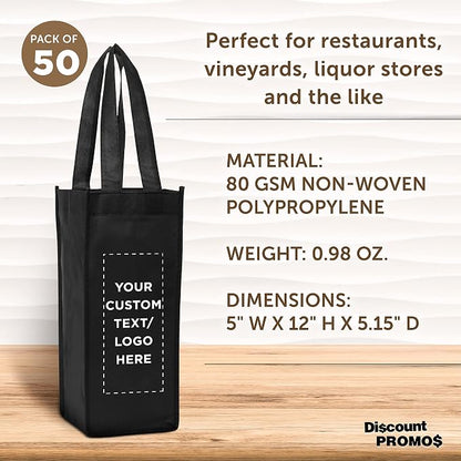 DISCOUNT PROMOS Non-Woven Vineyard Two Bottle Wine Bags - Image 4