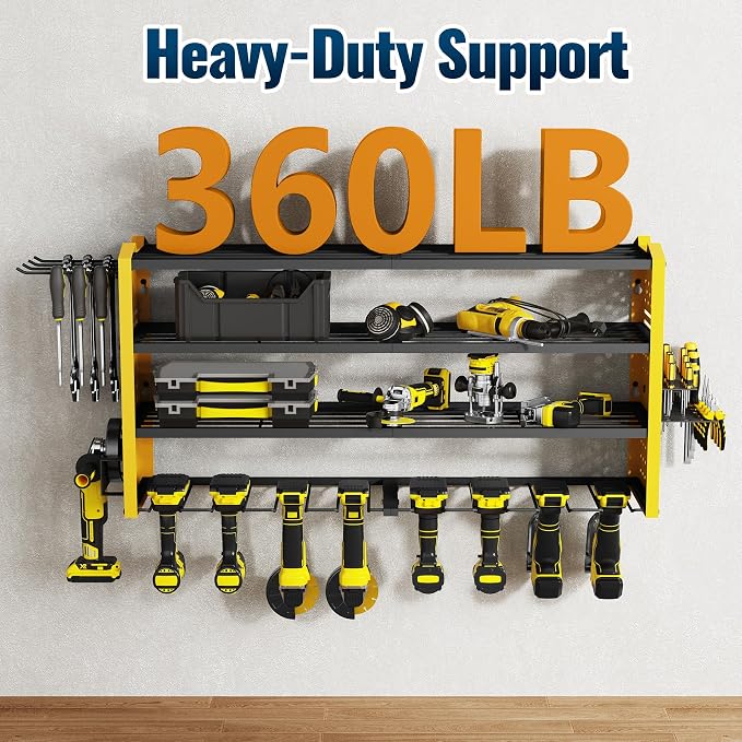 Tomorotec 4-Layer Wall-Mounted Power Tool Storage Rack, Heavy-Duty Steel Drill - Image 5