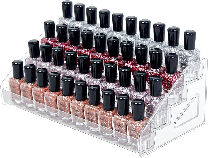 4-Tier Clear Acrylic Nail Polish Storage, Holds 32-64 Bottles, Sunglasses by DTXIAQIAO