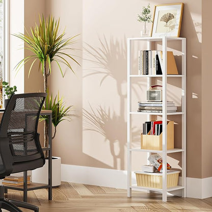 TUTOTAK Bookshelf, 5-Tier Tall Narrow Book Shelf by ChoosetutotakFurnitureBuildYourCozyHome