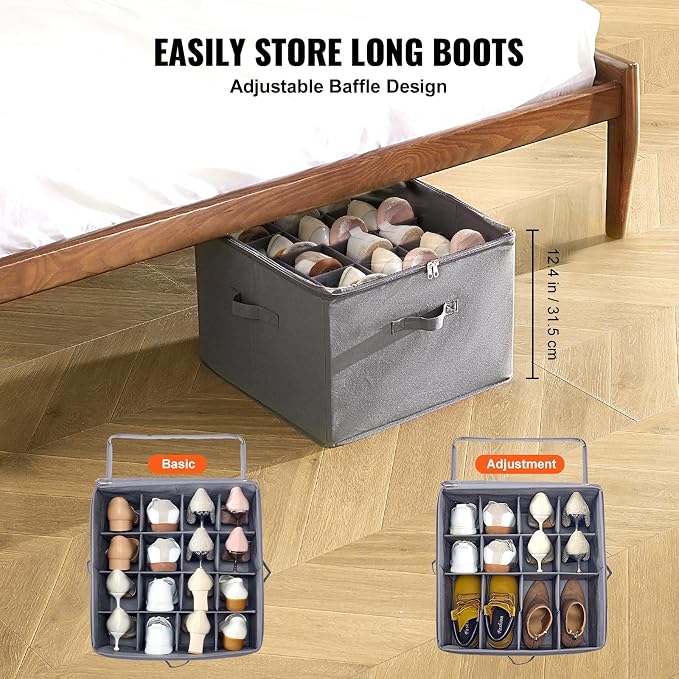 VEVOR Under Bed Shoe Storage Organizer, 1 Pack, 16 Compartments, Underbed Shoe - Image 3