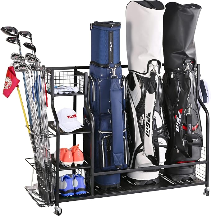 PLKOW Golf Bag Storage Garage Organizer, Extra Large Size Golf Bag Storage by PLKOW