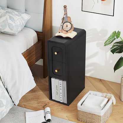 Small Nightstand Set of 2, Wooden Narrow Nightstands - Image 7