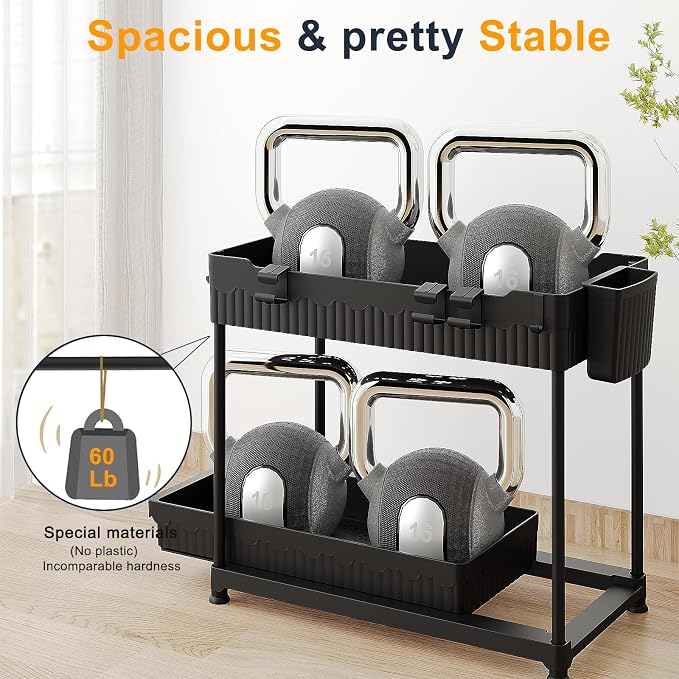 Sevenblue 2 Packs Under Sink Organizer, Height Adjustable 2 Tier Under Kitchen - Image 3