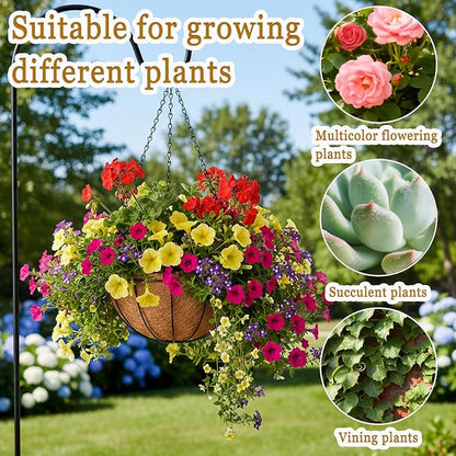 4 Pack Hanging Planters 12 Inch Metal Hanging Planter Basket Flower Pots - Image 5