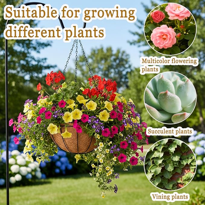 4 Pack Hanging Planters 8 Inch Metal Hanging Planter Basket Flower Pots - Image 4