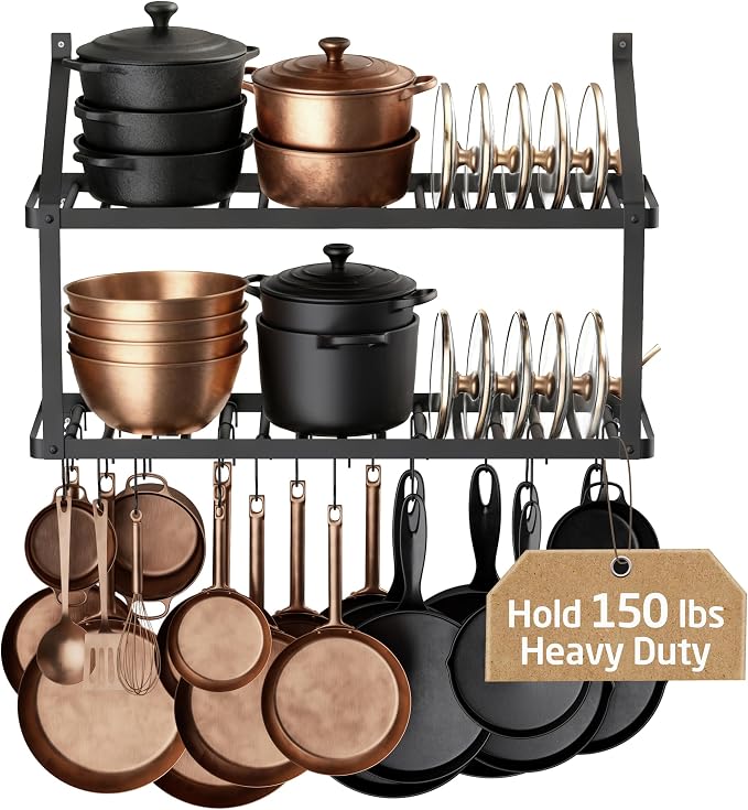KES 150 lb High-Capacity Pot Rack Wall Mounted by KES