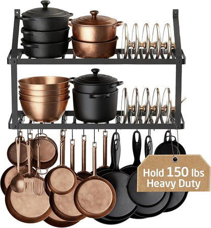 KES 150 lb High-Capacity Pot Rack Wall Mounted by KES
