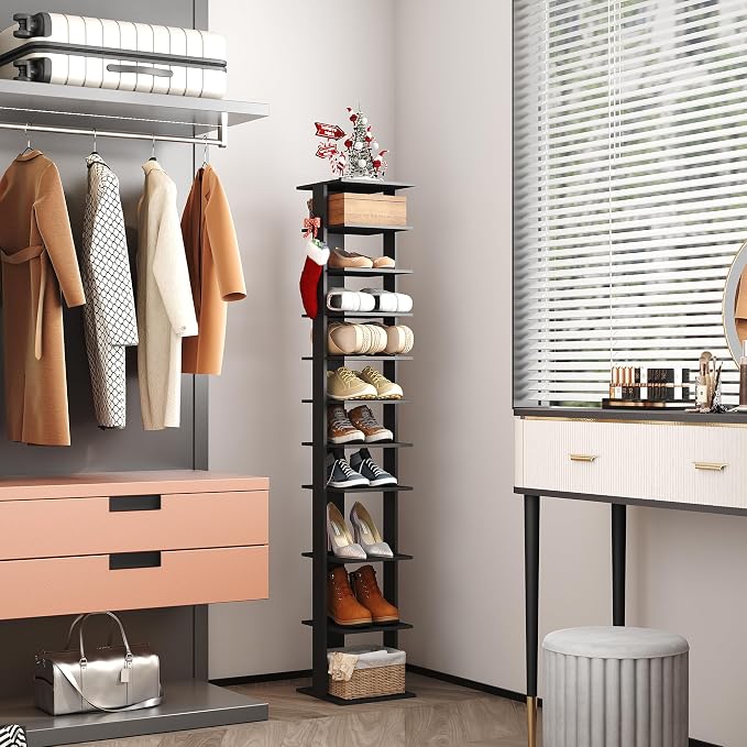 HOMEFORT 10-Tier Vertical Shoe Rack, Corner Shoe Tower, Slim Shoe Organizer - Image 7