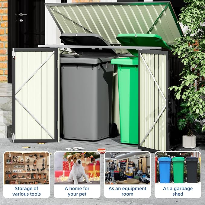 Patiowell 6x3 FT Storage Shed, Outdoor Metal Horizontal Sheds - Image 4