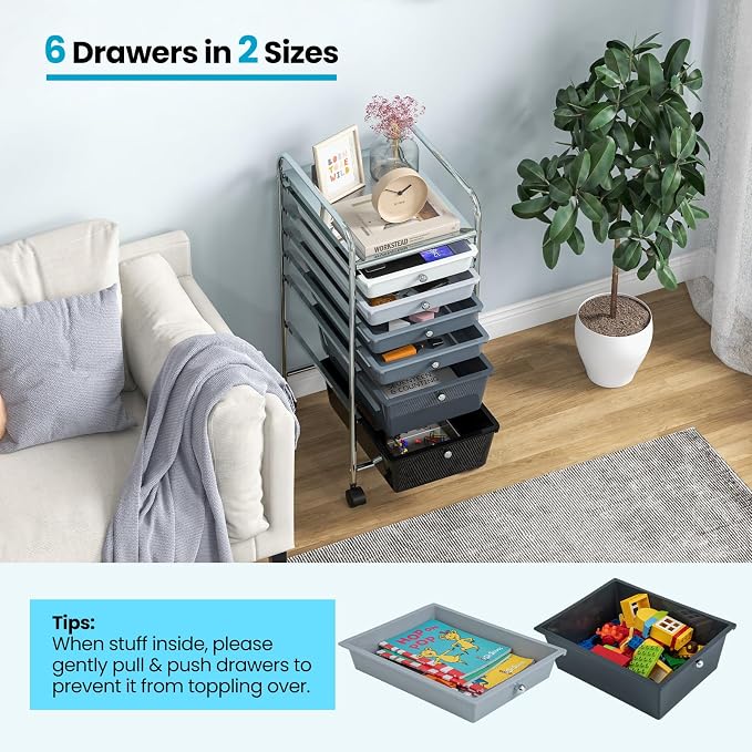 Giantex 6 Storage Drawer Cart Rolling Organizer Cart - Image 8