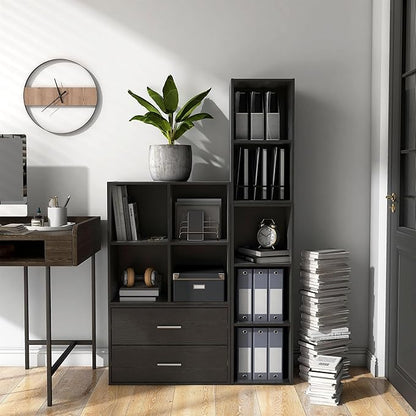 Homes: Inside + Out Apexa 4-Cube Storage Organizer Shelves, Stackable Wood - Image 2