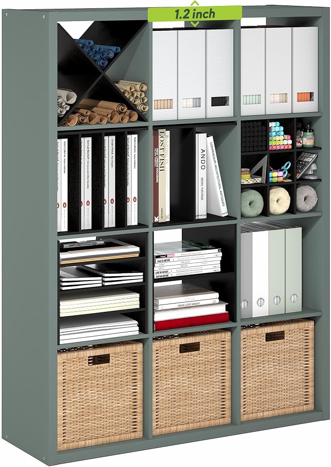 Furinno Cubicle Book Shelf, 12-Cube Bookshelf, Extra Thick Frame Reversible by Furinno-FitsYourSpaceFitsYourBudget