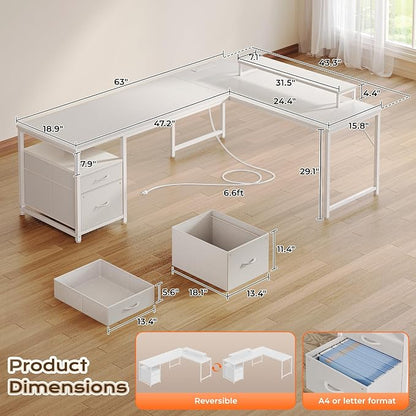 PRAISUN 63 Inch L Shaped Desk - Image 2