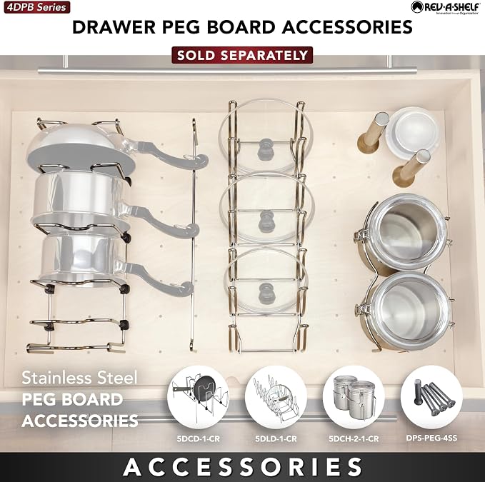 Rev-A-Shelf Trimmable Pegboard Drawer Divider Organizer, Trim to Fit Wooden - Image 6