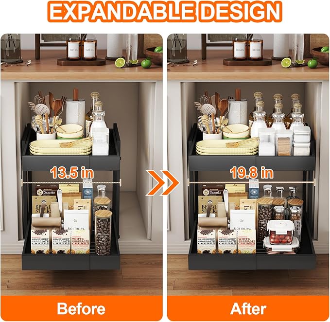 Golener 2-Tier Expandable Pull Out Cabinet Organizer - Image 2