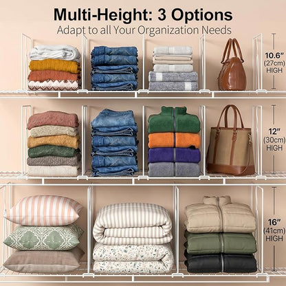 Wire Shelf Dividers for Closet: Clothes, Sweater Organizer, Vertical White - Image 8