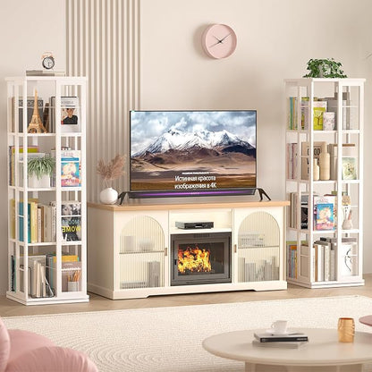 Aheaplus Rotating Bookshelf, 4-Tier Corner Bookshelf, 360 Display Wood Spinning - Image 8