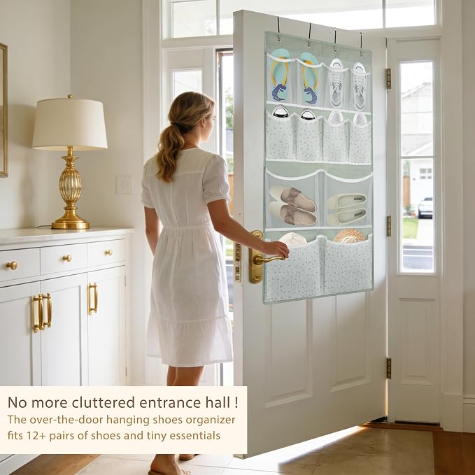 2 Pack- 12 Pocket Over Door Hanging Storage Organizer - Image 4